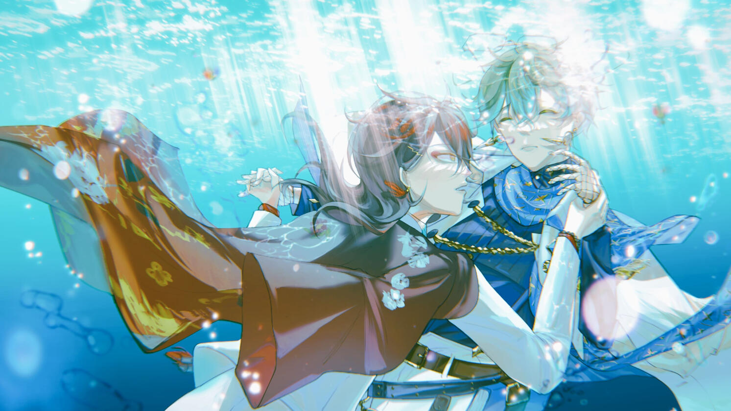 半身雙人+複雜背景